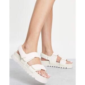 ASOS Stradivarius grandad platform sandal in ecru off white size 40 or 9.5 US